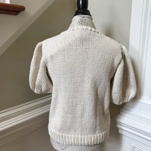 NWT Vero Alfie Sidra Sweater Womens Medium Cream Beaded Crew Neck Anthropologie - Picture 10 of 11